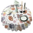 thumbnail image 1 of Colorful Rugby Game Items Pattern Round Tablecloth 60"x60",Wrinkle Wipeable Table Cloth for Kitchen Dining Room Picnic Patio Party, 1 of 6