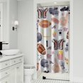 thumbnail image 1 of Colorful Rugby Game Items Pattern Shower Curtain 36"x72" ,Bathroom Decorative Shower Curtains Set with 12 Hooks,Modern Waterproof Washable Shower Curtain, 1 of 6
