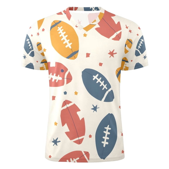 Colorful Rugby and Stars Men's Sports Jerseys Athletic T-Shirt Football Referee Short Sleeves Shirt M