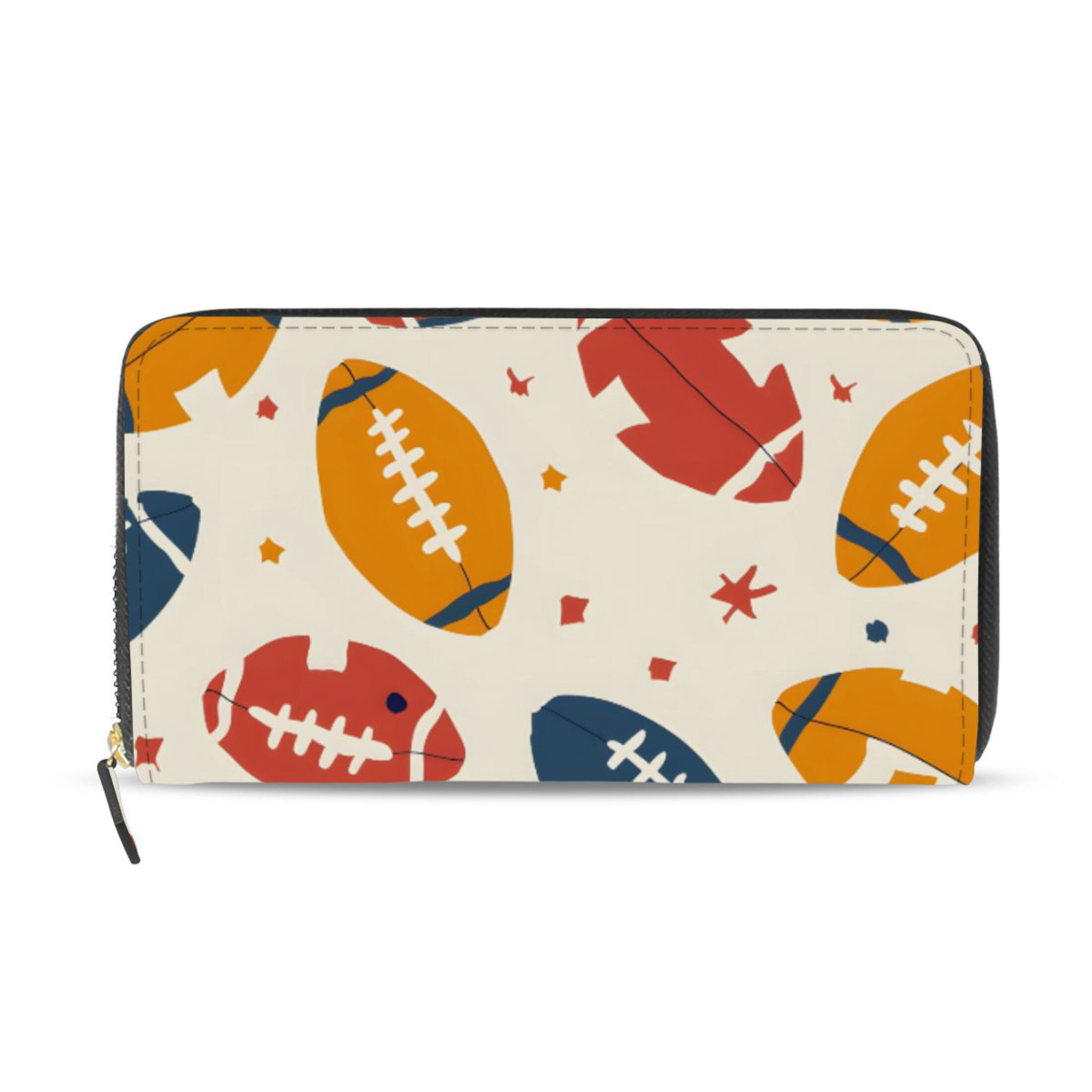 Colorful Rugby and Stars Women's Long Zipper Wallet Bifold Clutch Purse ...