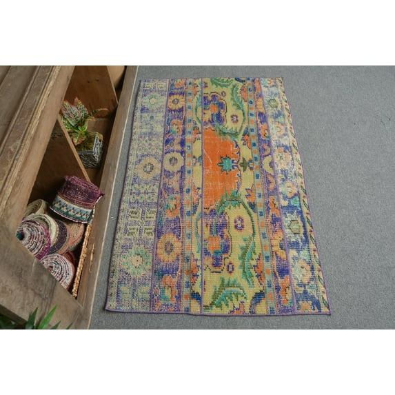 Colorful Rugs, Vintage Rug, 2.6x4.3 ft Small Rugs, Wool Rug, Turkish Rug