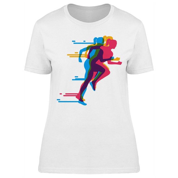 Colorful Running Girls T-Shirt Women -Image by Shutterstock, Female Small