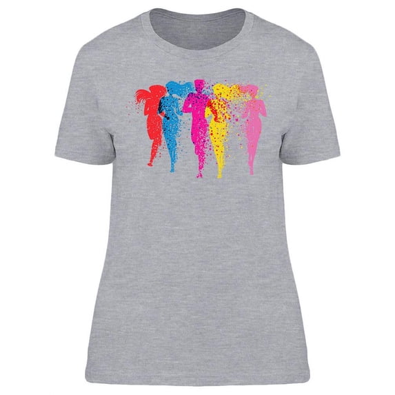 Colorful Running People Graphic T-Shirt Women -Image by Shutterstock, Female Large