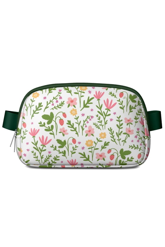 Colorful Rustic Fanny Pack – Boho Floral Waist Bag with Peonies, Butterflies & Summer Bloom Details
