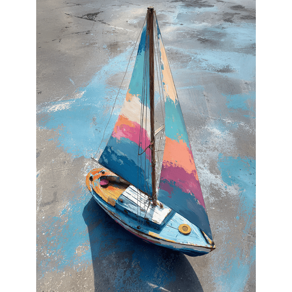 Colorful Sailboat Canvas Print Wall Art for Living Room Bedroom Office Beach House Nautical Decor