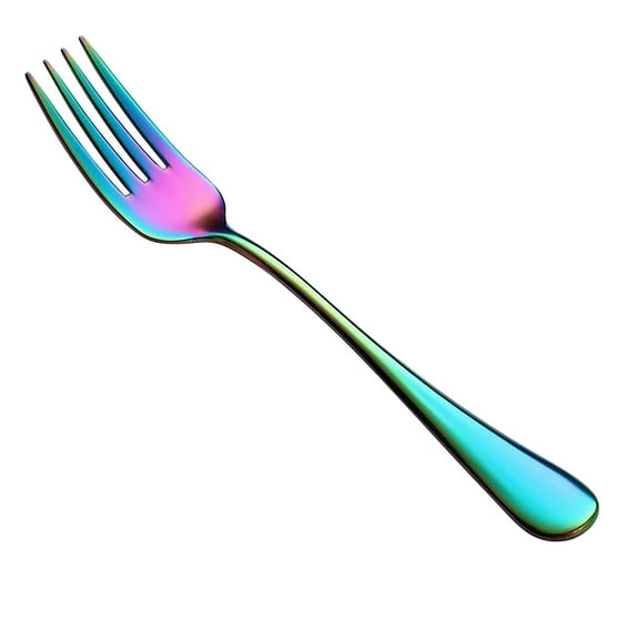 Colorful Salad Forks Set of 8. Stainless Steel Rainbow Dessert Forks. 8-Piece Iridescent Silverware Flatware Fork. Mirror Finish and Dishwasher Safe. 6.8-Inch