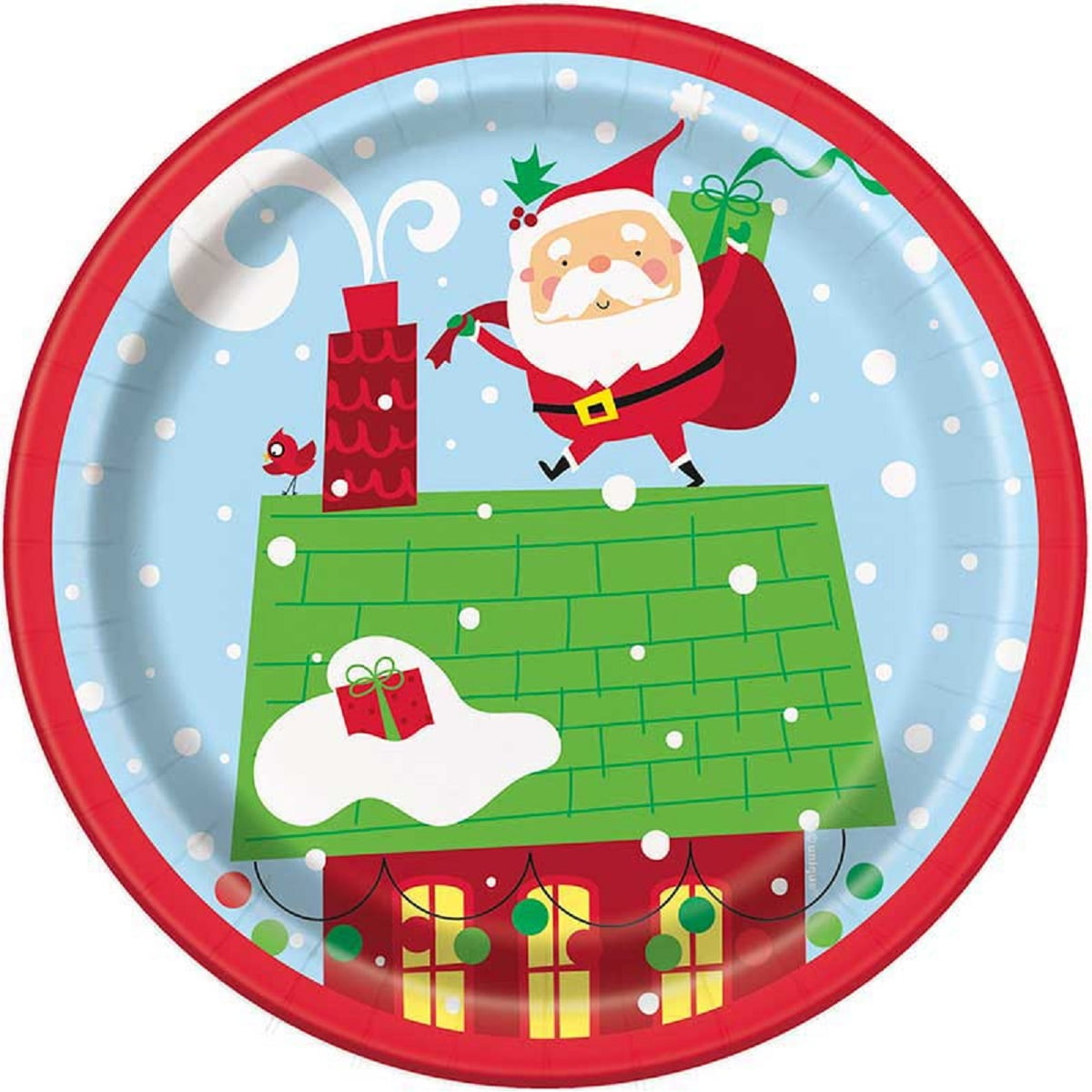 Colorful Santa 8 Ct 7 in Paper Dessert Cake Plates
