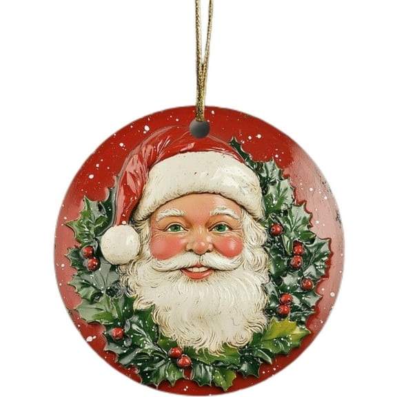 Colorful Santa Claus Round Christmas Ornament Decoration, Hanging Ball For Tree And Home, Festive Holiday Decor For Indoor And Party
