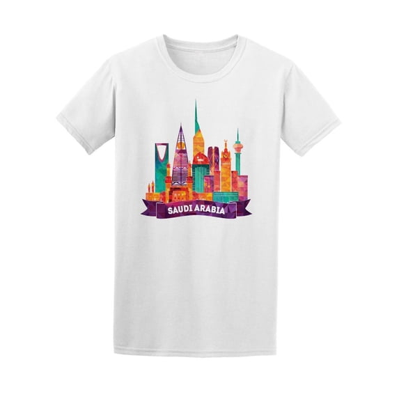 Colorful Saudi Arabia Skyline Tee Men's -Image by Shutterstock