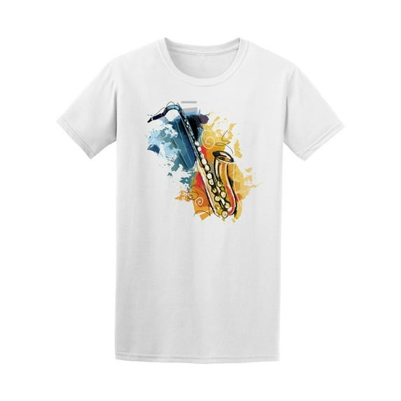 Colorful Saxophone Jazz Music T-Shirt Men -Image by Shutterstock, Male Large