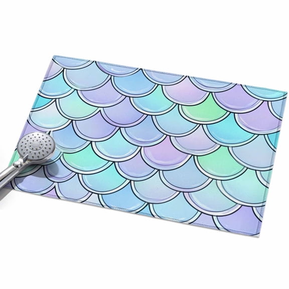 Colorful Scales Area Rugs 2x3ft Blue Green Teal Fish Scales Ocean Floor Rug Non Slip Low Pile Ultra Soft Throw Carpet for Entryway Indoor Entrance Kitchen Bathroom