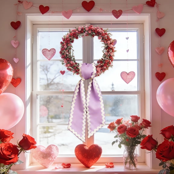 Colorful Scalloped Edge Decorative Long Ribbon, Satin Wreath Bow for Gift Wrapping, Wedding & Home Decor (Purple)