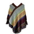 thumbnail image 1 of Colorful Scarf Warm Shawl Wrap plus Size Women Nationl Print Colourful Splice Poncho With Tassels Knitted Shawl Scarf Fringed Wraps Pashminas Sweater Pullover Cape Gifts For Women Sweater Tassel Hem, 1 of 4
