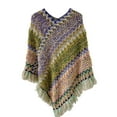 thumbnail image 1 of Colorful Scarf Warm Shawl Wrap plus Size Women Nationl Print Colourful Splice Poncho With Tassels Knitted Shawl Scarf Fringed Wraps Pashminas Sweater Pullover Cape Gifts For Women Sweater Tassel Hem, 1 of 6