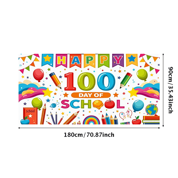 Colorful School Celebration Banner Happy 100 Day Decoration for Classroom Decor Party Back to School
