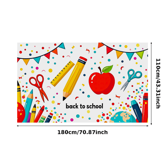 Colorful School Supplies Themed Backdrop Banner for Back to School Party Decorations Photography Props Classroom Decor Background