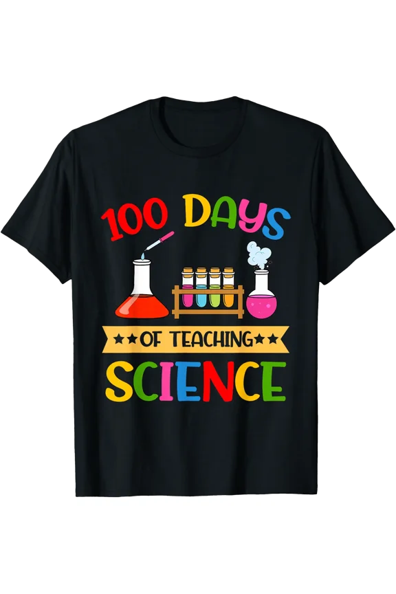 Colorful Science Graphics 100 Days of Teaching T-Shirt for 100th Day of School Celebration