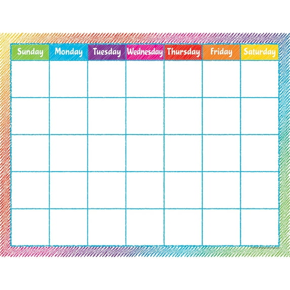 Colorful Scribble Calendar Chart | Bundle of 2 Each