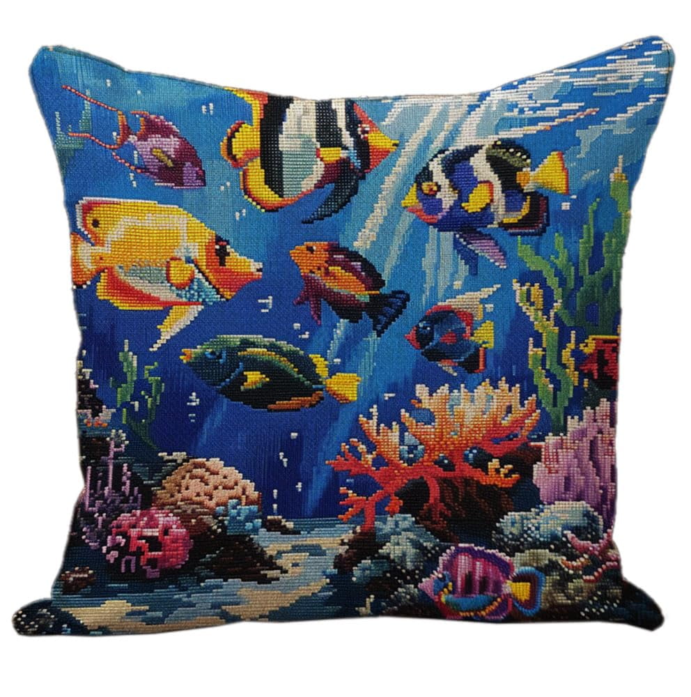 Colorful Tropical Fish Counted Cross Stitch Pattern – Includes Needle