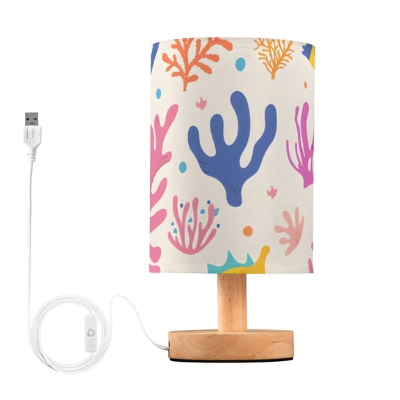 Colorful Sea Horses Corals Fishes Table Lamp with USB Port LED Warm Light Lamp Night Light Home Decor