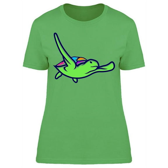 Colorful Sea Turtle Graphic T-Shirt Women -Image by Shutterstock, Female Large