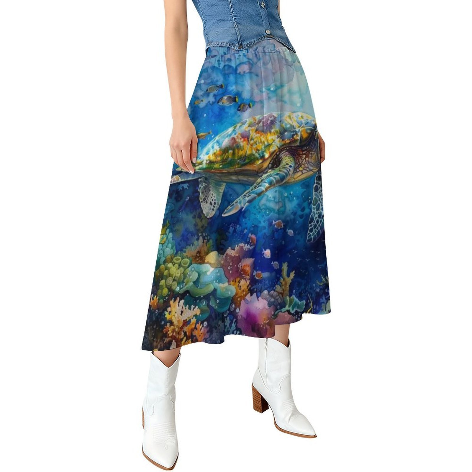 CORINA MIDI SKIRT, MULTI ELEPHANT SPLASH