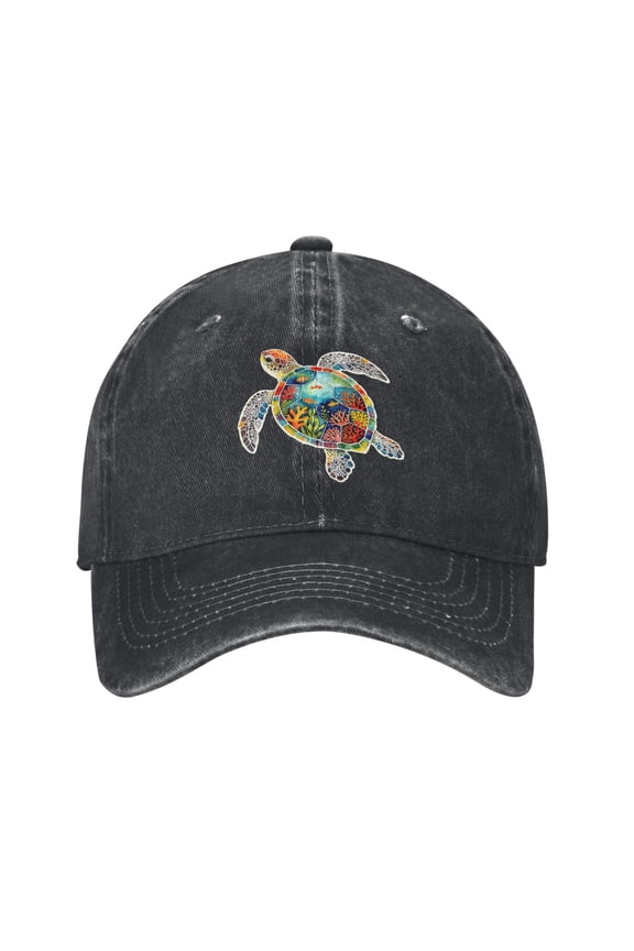 Colorful Sea Turtles Baseball Cap Breathable Demin Polyester for Outdoor Sports,Turtle Hats Gifts for Women Mom Men