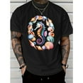 thumbnail image 1 of Colorful Seahorse Womens Graphic Tee Shirt Seashell Print Casual Short Sleeve Crew Neck Tops Black S-5XL, 1 of 5