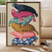 Colorful Seal Art Print, Stacked Seals Poster, Whimsical Animal Wall Art, Nautical Decor, Sold, Poster Only