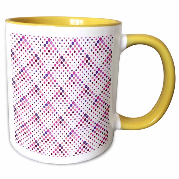 3drose, Colorful Seamless Abstract Dot Pattern Background Design, 11oz Two-tone Yellow Mug
