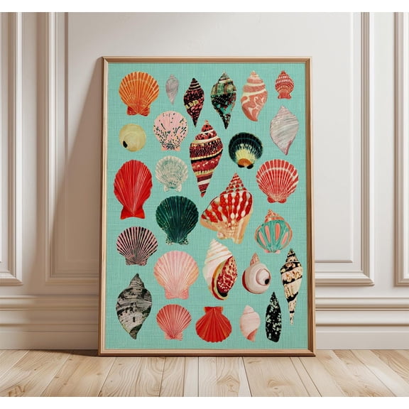Colorful Seashell Coastal Beach Tropical Ocean Shells Vibrant Nautical Art Unframed Paper Print