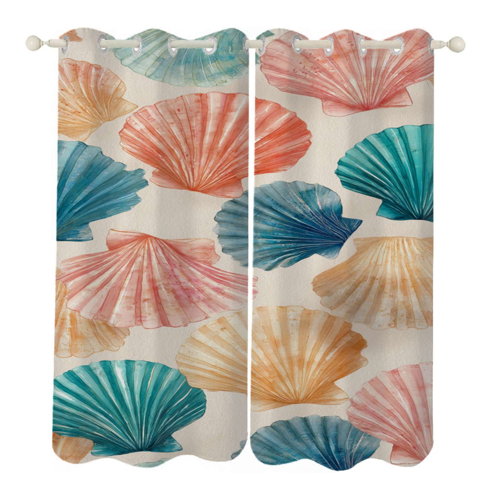 Colorful Seashell Pattern Sunshade Curtains Home Bedroom Living Room ...