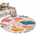 thumbnail image 1 of Colorful Seashell Round Area&nbsp;Rug 3ft Coastal Non-Slip&nbsp;Washable Circle Rugs Soft Felt Indoor Floor Mat for Bedroom Kitchen Living Room Bathroom, 1 of 9