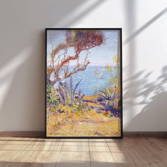 Colorful Seaside Landscape Poster Beach Ocean Poster , Poster Print Only
