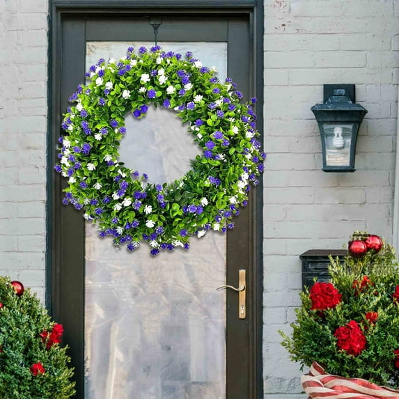 Colorful Seasonal Wreath with Spring and Summer Leaf Design, Plastic Decorative Gate Pendant for Year-Round Decor