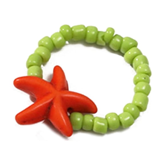 Colorful Seed Bead Rings Hand-woven String Rings Starfish Beaded Ring Boho Jewelry Rings Rice Bead Finger Rings Jewelry