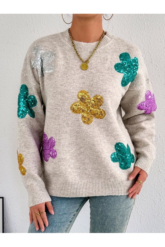 Colorful Sequin Flower Fashion Top