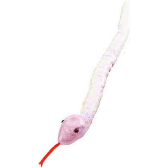 Colorful Sequin Plush Snakes (26") (White/Pink) Reversible Double-Sided Color Changing Sequin.