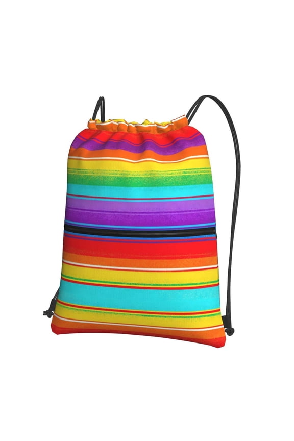 Colorful Serape Drawstring Backpack Water Resistant String Bag Sports Sackpack Gym Sack For Men Women