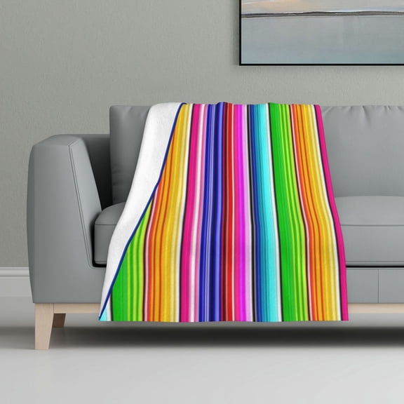 Colorful Serape Flannel Fleece Blanket All Season Flannel Throw For Sofa Bed Car Outdoor Home 32x48 Inch