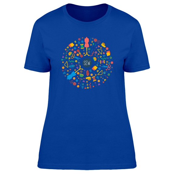Colorful Sewing Doodles Tee Women's -Image by Shutterstock