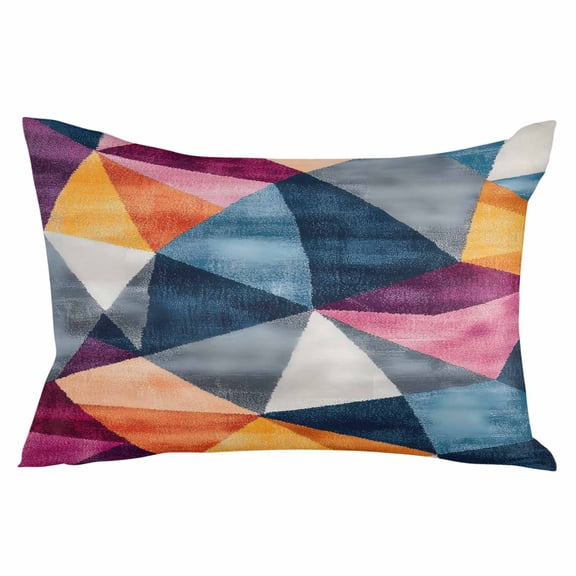 Colorful Shabby Rhombus Throw Pillow Cover 24 x 36 Inch Decorative Pillow Cover Vintage Abstract Art Lumbar Pillowcase Seasonal Rectangle Cushion Case for Couch Sofa Bed Living Room