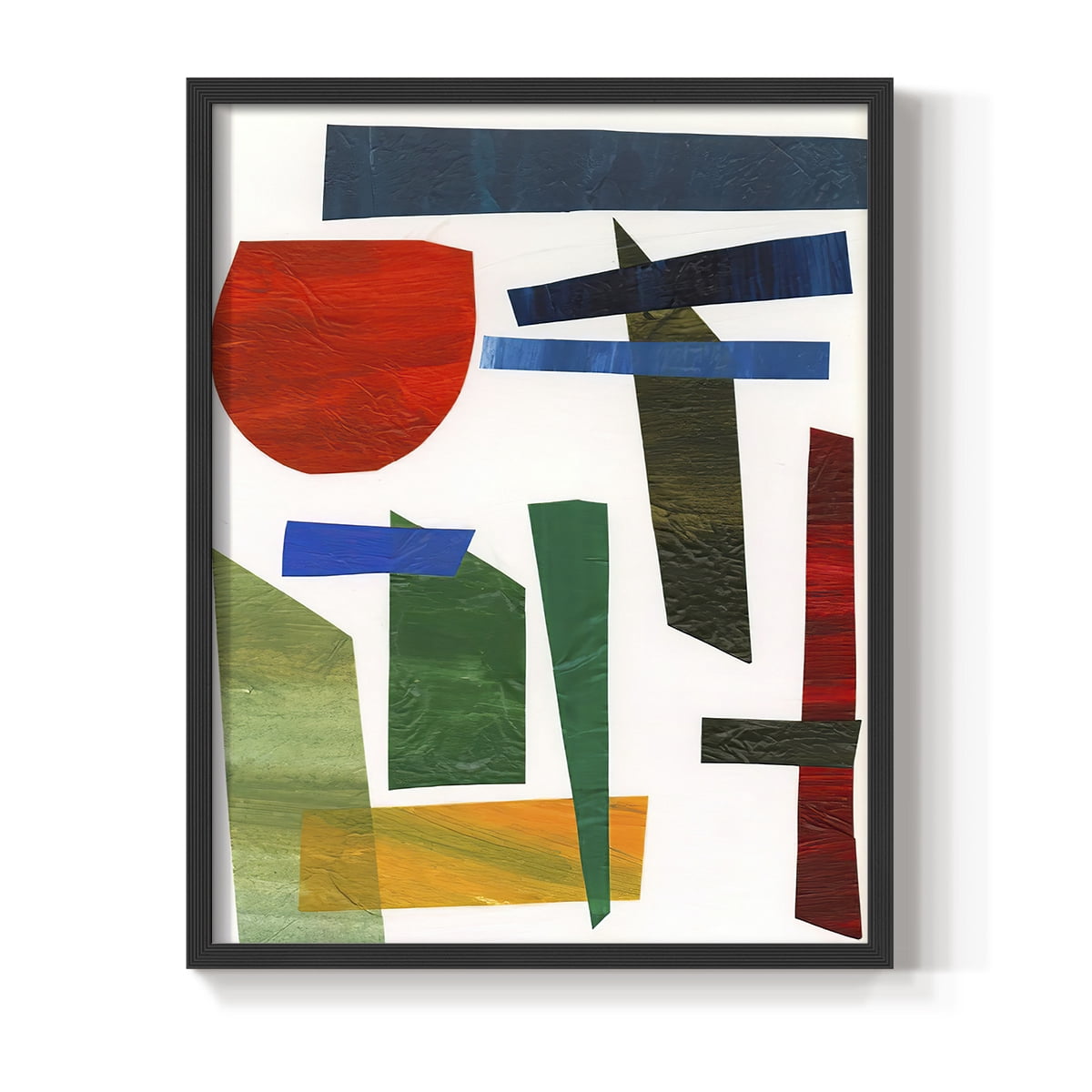 Colorful Shapes II Framed Print in Black Solid Wood Framed Print No Nail Hanging