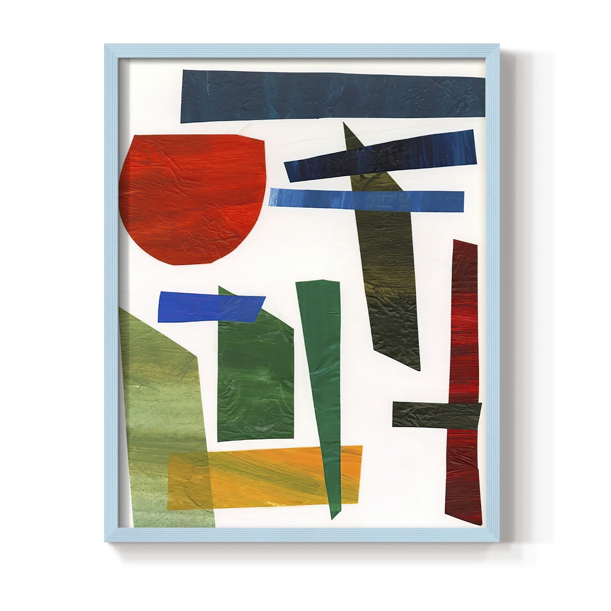 Colorful Shapes II Framed Print in Blue Solid Wood Framed Print No Nail Hanging