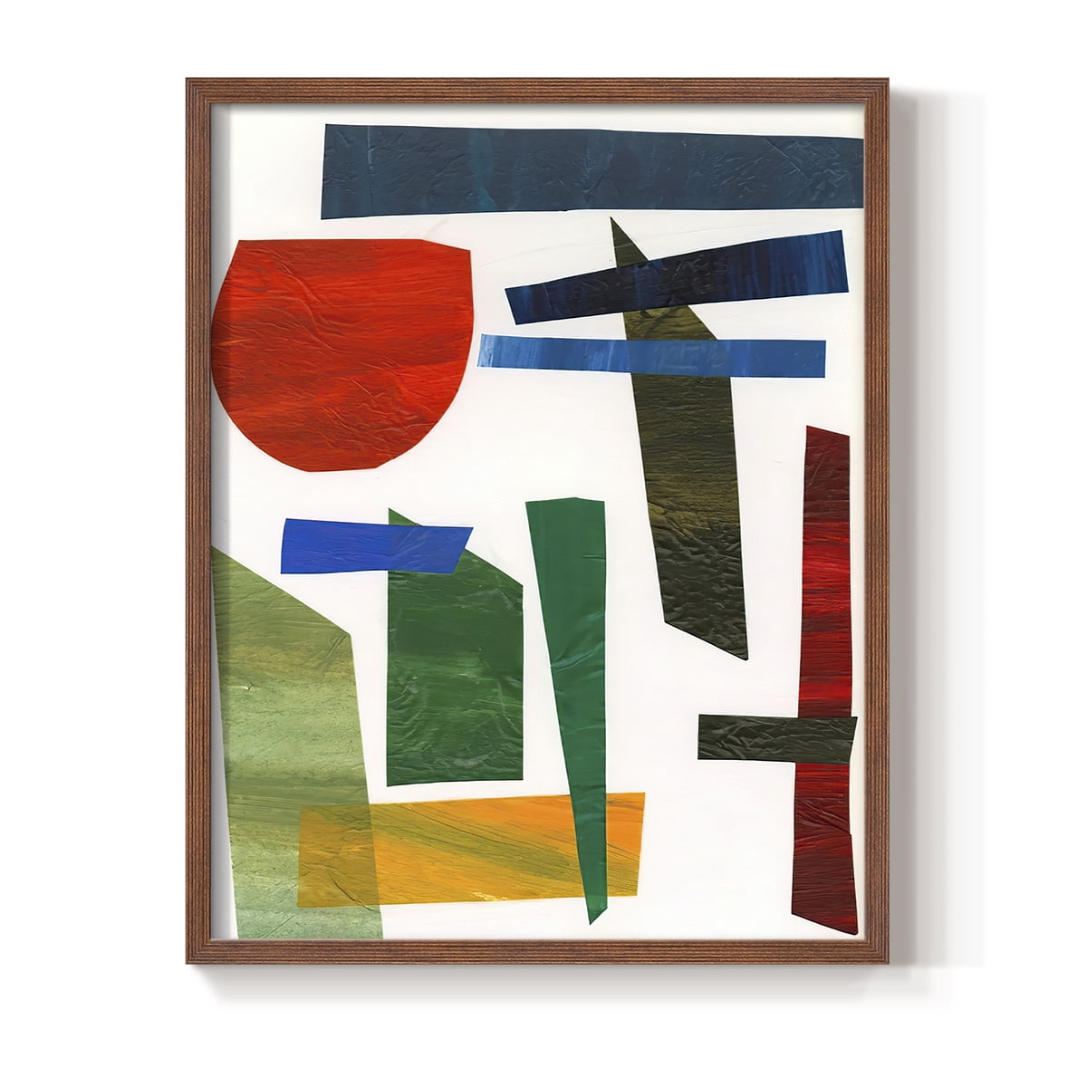 Colorful Shapes II Framed Print in Brown Solid Wood Framed Print No Nail Hanging