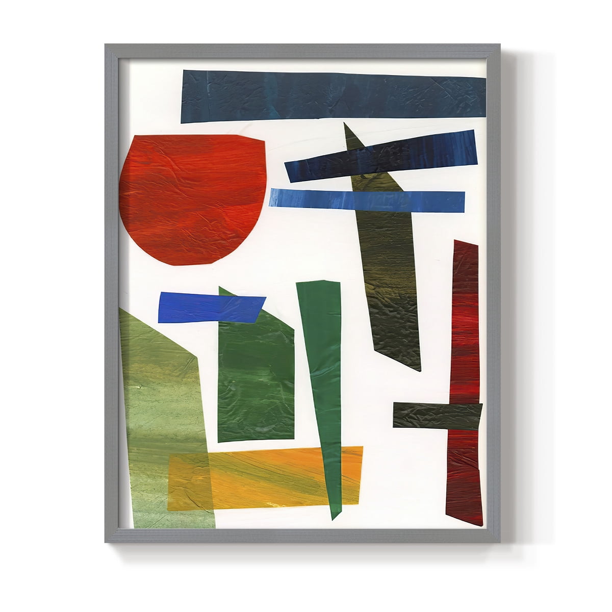 Colorful Shapes II Framed Print in Gray Solid Wood Framed Print No Nail Hanging