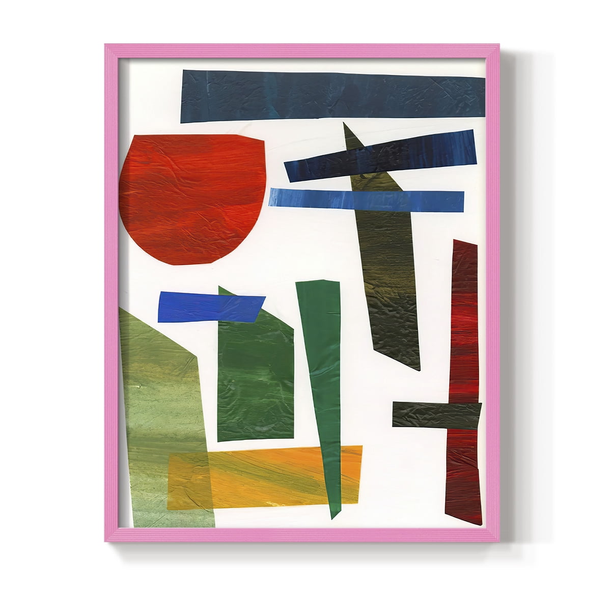 Colorful Shapes II Framed Print in Pink Solid Wood Framed Print No Nail Hanging