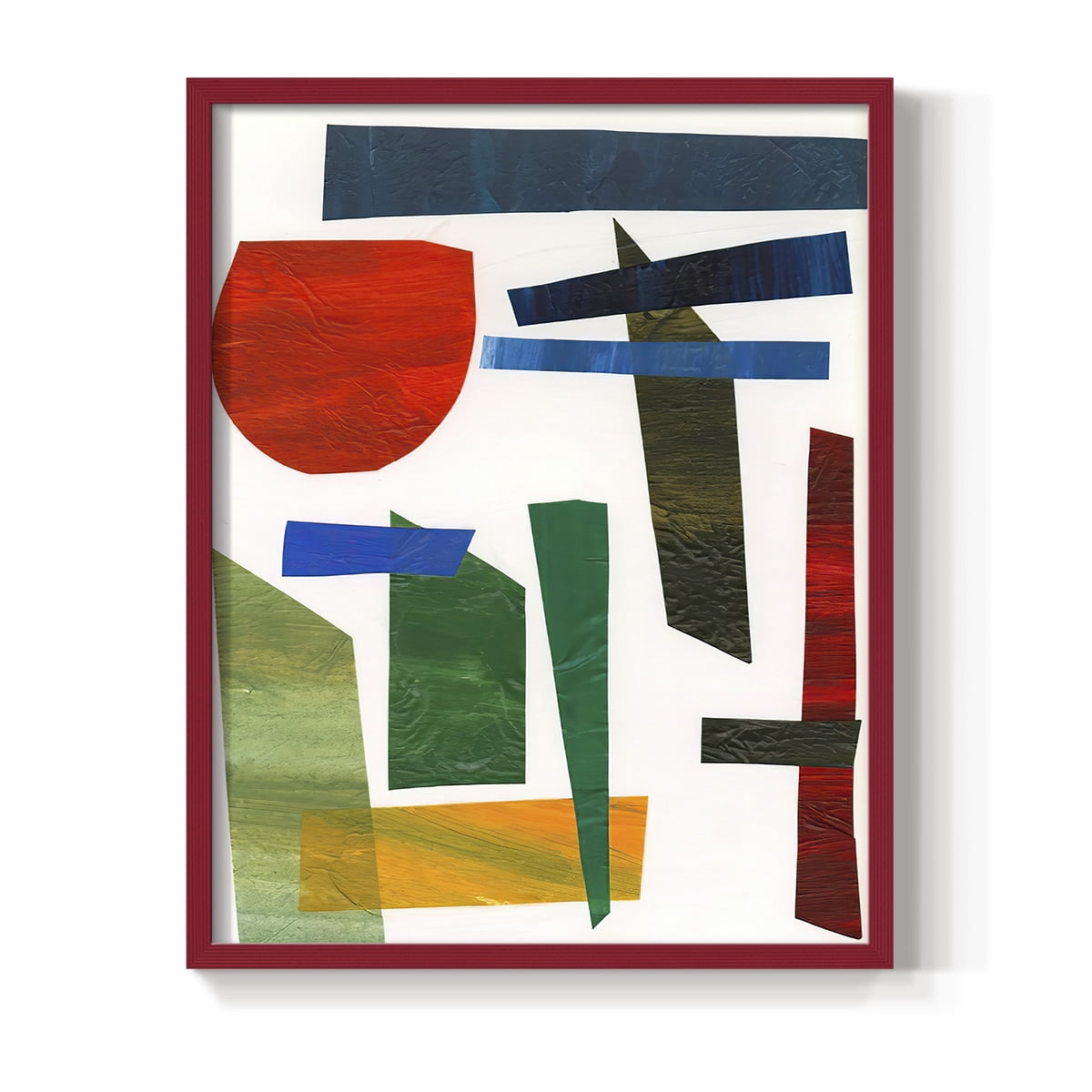 Colorful Shapes II Framed Print in Red Solid Wood Framed Print No Nail Hanging