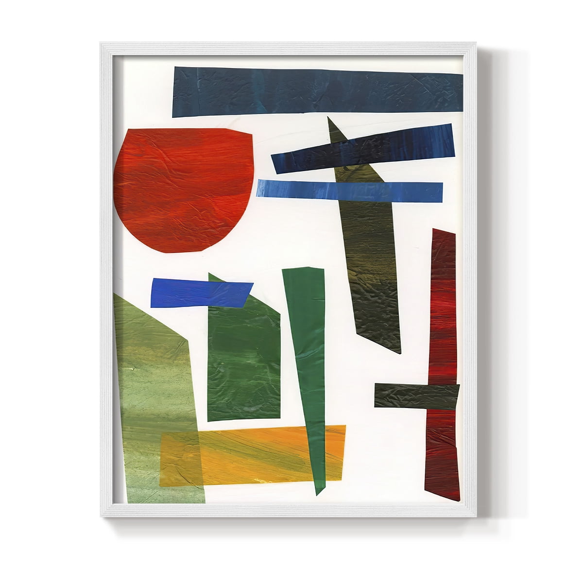 Colorful Shapes II Framed Print in White Solid Wood Framed Print No Nail Hanging