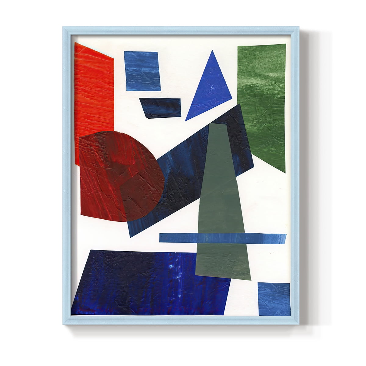 Colorful Shapes III Framed Print in Blue Solid Wood Framed Print No Nail Hanging